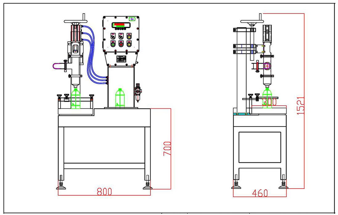 Vk-10AEF-Electronic-Chemical-Explosion-Proof-Filling-Machine-Drawing